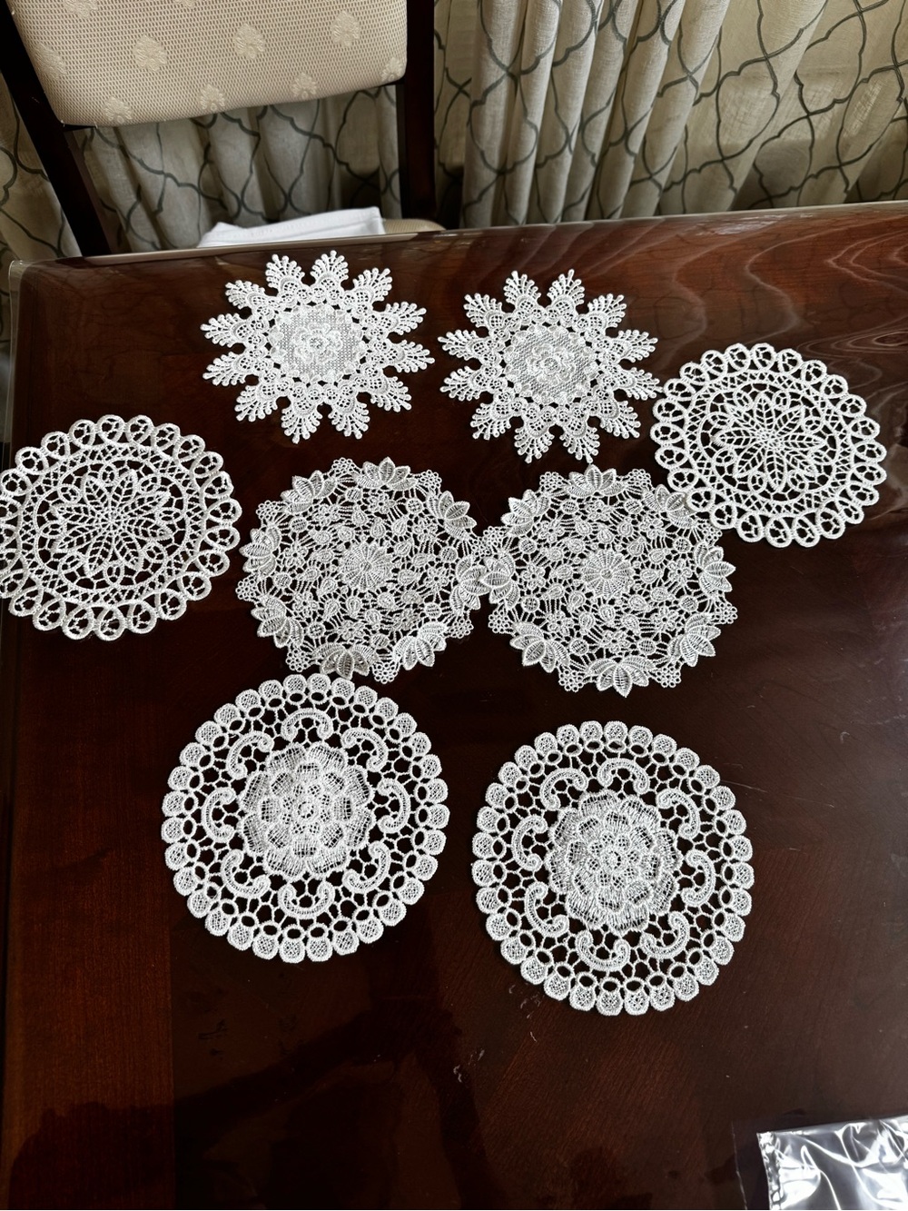White Crochet Lace Doilies Set - Decorative Table Coasters